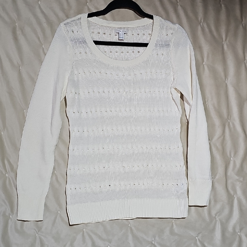 Nautica Women's Ivory Scoop Neck Sweater